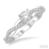 1/10 ctw Round Center Semi-Mount Diamond Engagement Ring in 14K White Gold